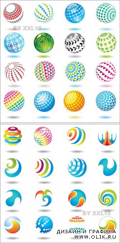 Set of round design elements