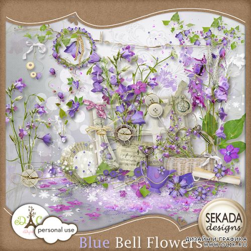 Цветочный скрап-набор  Blue bell flowers