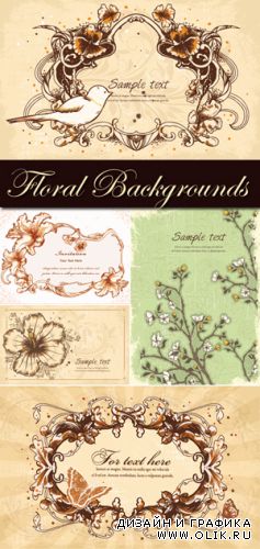 Vintage Floral Backgrounds Vector 7