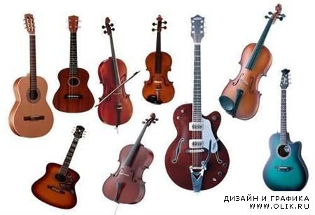 Коллекция гитар и скрипок в PSD