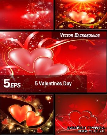 5 Valentines Day Vector Backgrounds