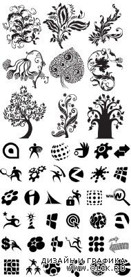 Black and White Flowers & Emblems