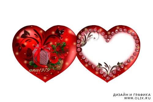 Рамка для фотошопа – Валентинка с букетом красных роз