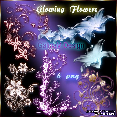 Клипарт PNG - Сияющие цветы