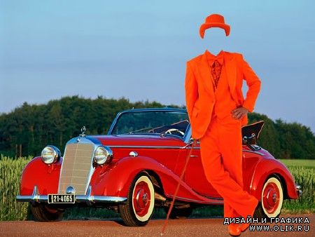 Шаблон для фотошопа "Мужчина в оранжевом костюме"