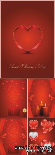 Red Valentine Cards Vector