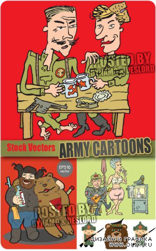Армейские карикатуры - векторный клипарт