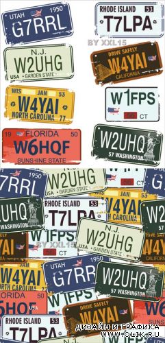 Retro auto licence plates