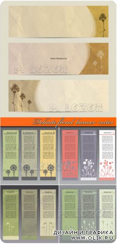 Нежные баннеры | Delicate floral banner vector