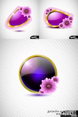 Фиолетовая цветочная заколка (Вектор)