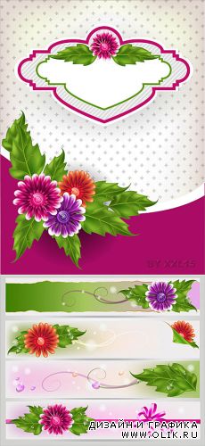 Floral background and banners