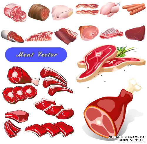 Мясные продукты Говяжьи стейки (Вектор)