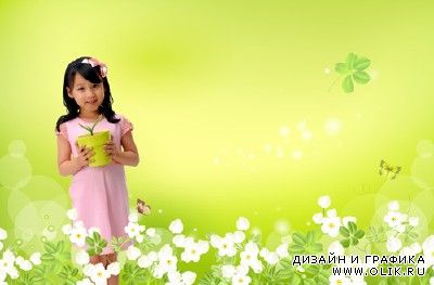 Pretty Little Girl with Flowers psd for PHSP