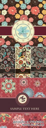 Seamless Floral Backgrounds Vector