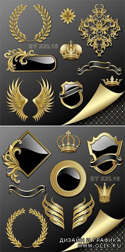 Gold heraldic elements