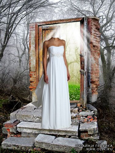 Шаблоны для фотошопа  В белом красивом платье