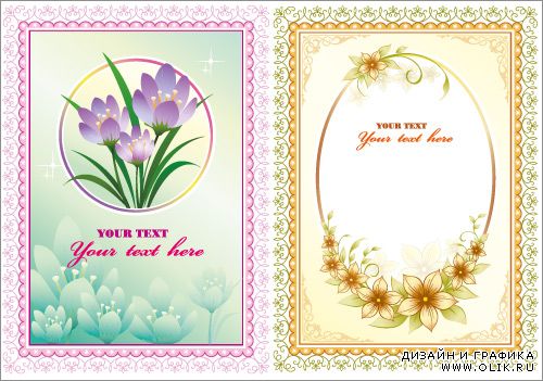 Рамки открытки с цветочными букетами (Вектор)