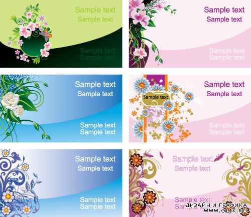 Карточки с кружевными букетами цветов (Вектор)