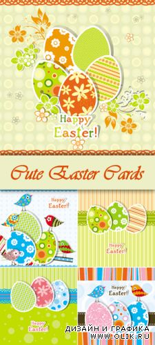 Cute Easter Cards Vector