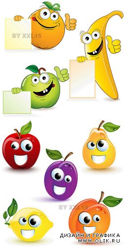 Funny cartoon fruits