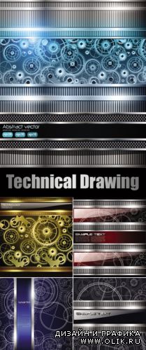 Technical Drawing Metallic Backgrounds Vector