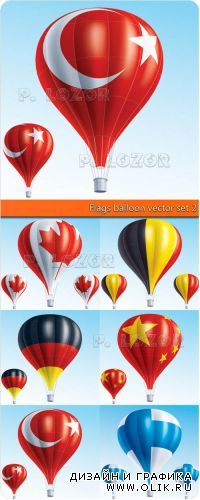 Флаги воздушные шары часть 2 | Flags balloon vector set 2