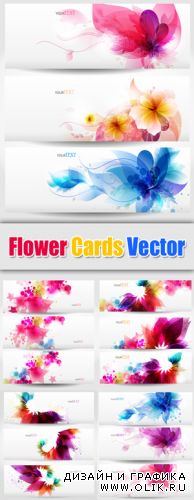 Color Flowers Banners Vector