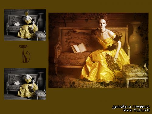 Женский шаблон - Девушка в желтом платье