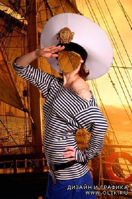 Шаблон для фотошопа – Девушка в форме моряка