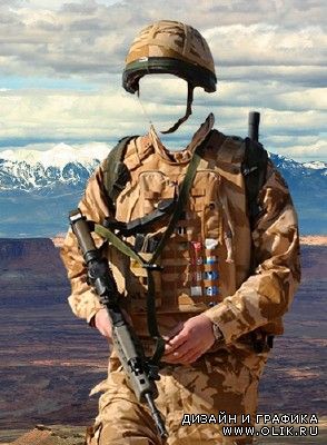 Шаблон для фотошопа – Американский солдат в горах
