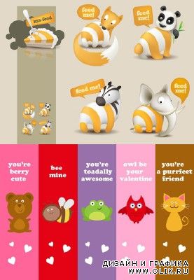Vector Love Bookmarks and Vector Feed Illustrations