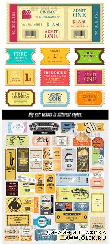 Tickets in different styles