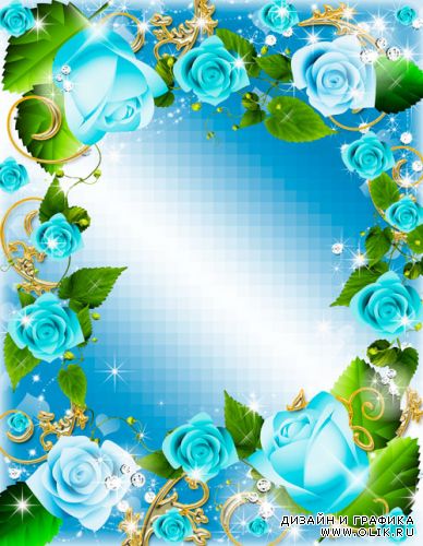 Рамка для фото - Голубая роза