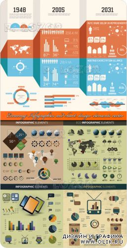 Экономика графики и диаграммы | Economy infographics and chart design elements vector