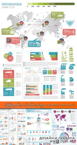 Инфографики диаграммы часть 18 | Infographics and chart design elements vector set 18