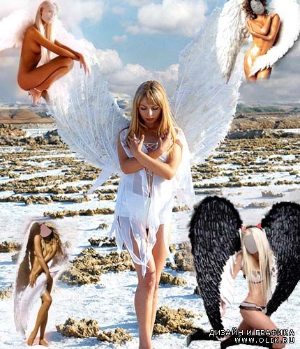 4 женских шаблона - девушки ангелы