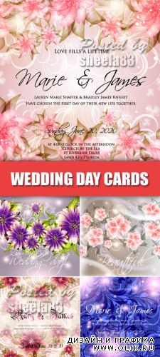 Wedding Day Cards Vector