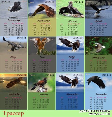 Календарь на 2013 год помесячный - Царь птиц