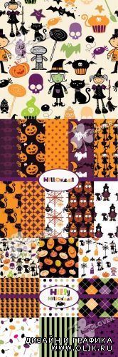 Halloween seamless pattern set 0248