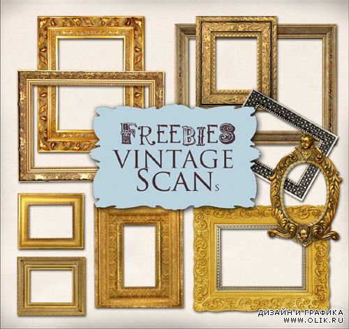 Scrap kit - Collection of Golden Vintage Frames (Set 2)