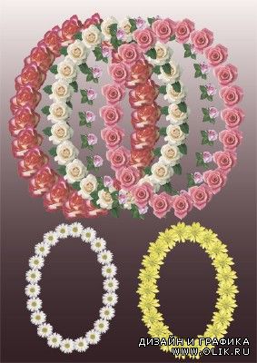 Клипарт - Овальные рамки с цветами