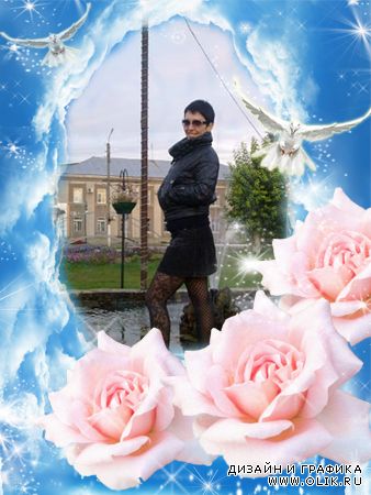 Романтическая рамка для фото  - Розовые розы