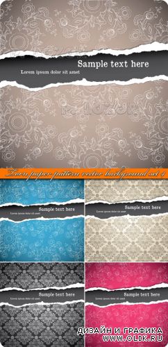 Порванная бумага с узорами | Torn paper pattern vector background set 4