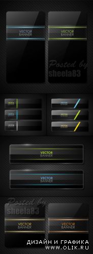 Black Glossy Banners Vector
