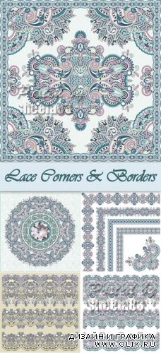 Floral Lace Corners & Borders Vector