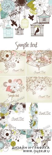 Set of floral greeting cards 0268