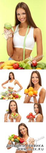 Woman with fruits and vegetables 0272
