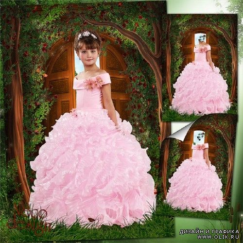 Шаблон для девочки в розовом пышном платье - Хозяйка лесного дома