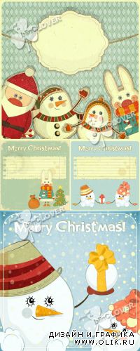 Retro Christmas and New Year's card 0294