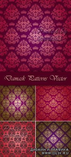 Red Damask Patterns Vector
